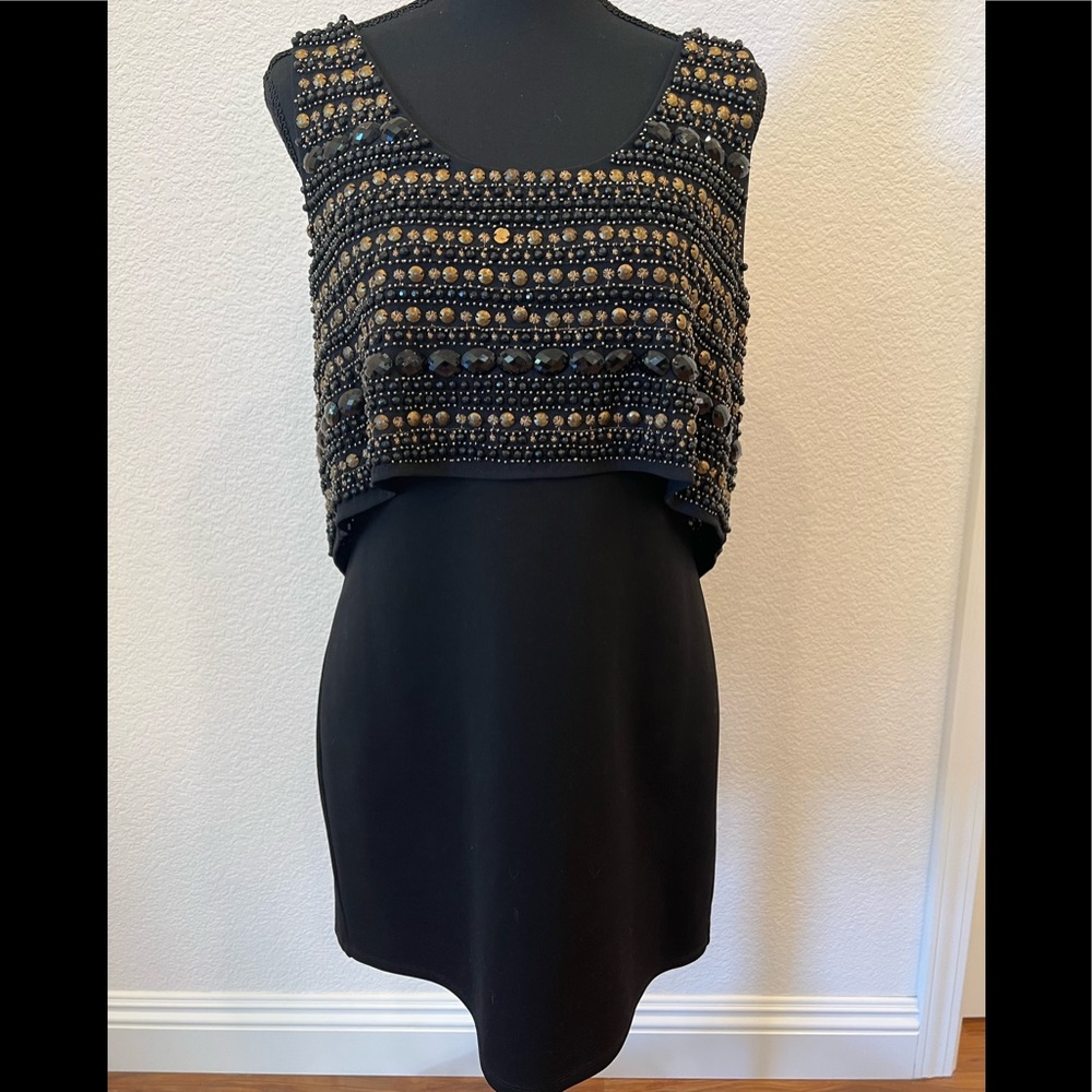 bebe Black Beaded Stud Dress